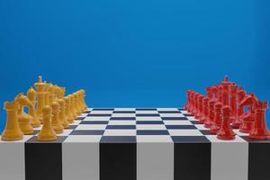 Chess board game, business competitive concept, copy space 3D rendering photo