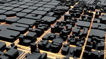 Techno mega city urban and futuristic technology concepts,  3d rendering photo