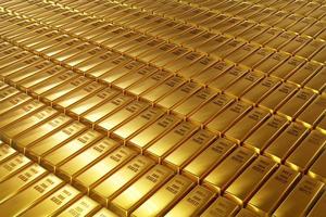 Stack close-up Gold Bars, weight of Gold Bars Concept of wealth and reserve. Concept of success in business and finance, 3d rendering