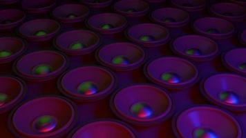 Music art concept speaker system dark light cyber light blue and pink , work space or backgroung art. 3D rendering. photo