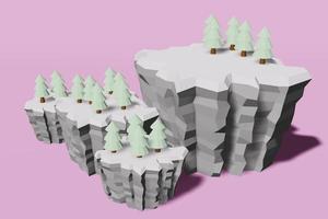 landscape low poly 3D rendering background mountain adventure relax concept blue backdrop photo