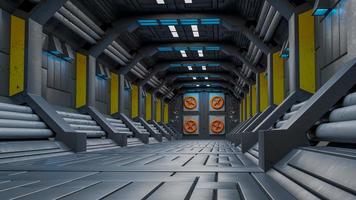 Spaceship Corridor is a stock motion graphics video that shows the interior of a moving spaceship.3D rendering photo