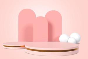 3D Render of softcolor  Podium. Minimal Studio with Round Pedestal and Copy Space photo