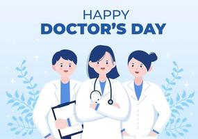 ilustración vectorial del día mundial de los médicos para tarjeta de felicitación, afiche o fondo con imagen de médico, estetoscopio y equipo médico vector