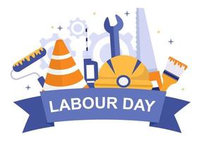 Happy Labor Day from People of Various Professions, Different Background and Thanks to Your Hard Work in Flat Cartoon Illustration for Poster vector