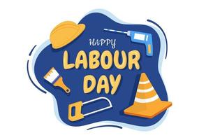 Happy Labor Day from People of Various Professions, Different Background and Thanks to Your Hard Work in Flat Cartoon Illustration for Poster vector