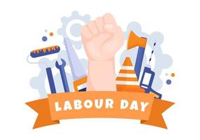 Happy Labor Day from People of Various Professions, Different Background and Thanks to Your Hard Work in Flat Cartoon Illustration for Poster vector