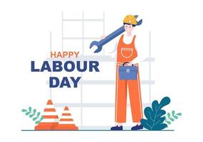 Happy Labor Day from People of Various Professions, Different Background and Thanks to Your Hard Work in Flat Cartoon Illustration for Poster vector