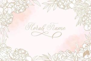 Beautiful floral frame background with soft flower and watercolor stain. vector