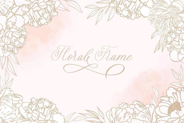 Beautiful floral frame background with soft flower and watercolor stain.