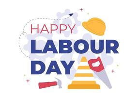 Happy Labor Day from People of Various Professions, Different Background and Thanks to Your Hard Work in Flat Cartoon Illustration for Poster vector