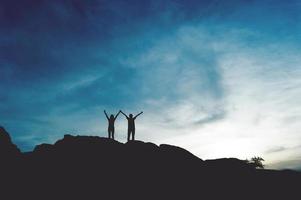 Silhouette of team leadership, teamwork and teamwork and delightful silhouette concepts photo