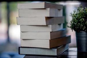 Book placed on the desk A lot of books, beautiful colors for studying, knowledge,education - images photo