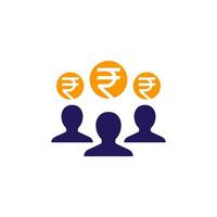 Employee cost, salary icon with rupee vector