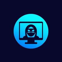 Hacker, cyber theft icon, vector