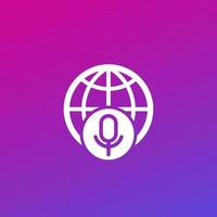 microphone and globe vector icon