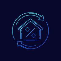 mortgage refinance line icon for web vector