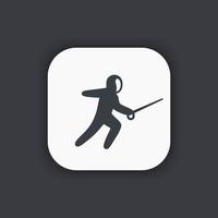 Fencing icon, attacking fencer with foil vector