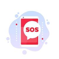 SOS message icon with a phone vector