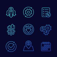cost effective, financial efficiency line icons set vector