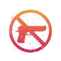 no guns sign with powerful pistol, no firearms, isolated on white, vector illustration