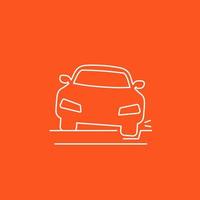 pothole line icon with a car, vector