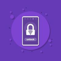 smart lock mobile app, vector