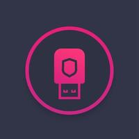 usb stick, data protection and security icon vector
