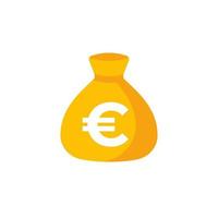 icono de bolsa de dinero, ingresos, financiación e inversión con euro vector