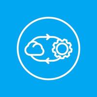 cloud technology line icon in circle, vector illustration