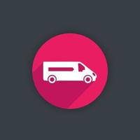 icono de coche de entrega, pictograma de furgoneta, ilustración vectorial