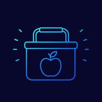 lunch box line icon, vector