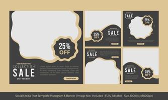 Social media post set instagram feed template  new furniture brown color vector