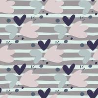 Childish pattern with flowers seamless pattern. Creative abstract heart shape wallpaper. vector