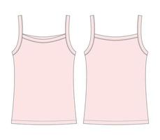 Baby sleeveless tank top with straps technical sketch. vector