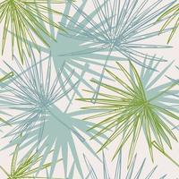 Fan palm leaves seamless pattern.Retro tropical branch in engraving style. vector