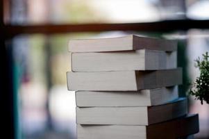 Book placed on the desk A lot of books, beautiful colors for studying, knowledge,education - images photo