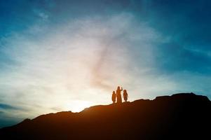 Silhouette of team leadership, teamwork and teamwork and delightful silhouette concepts photo