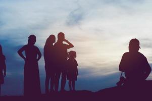 Silhouette of team leadership, teamwork and teamwork and delightful silhouette concepts photo