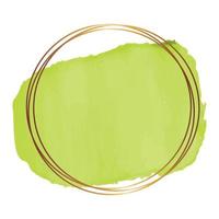 Green brush strokes and gold lines. vector