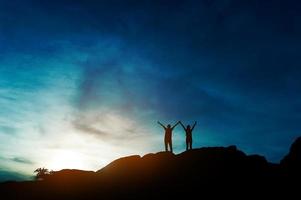 Silhouette of team leadership, teamwork and teamwork and delightful silhouette concepts photo