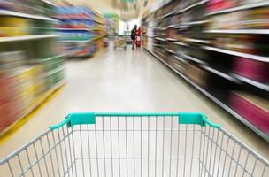 shopping at supermarket with trolley photo