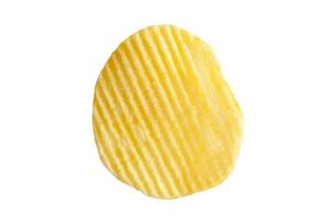 potato chip on white background close-up photo