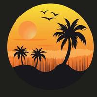 Summer vector t-shirt design with palm tree and bird