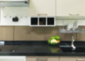 modern kitchen interior blurred background photo