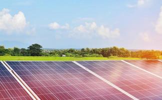 Photovoltaic panel, new technology for store and use the power from the nature with human life, sustainable energy and environmental friend concept photo