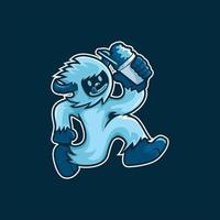 Cartoon monster running drinking ice vector