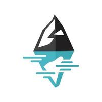 Simple mountain glacier icon with shadow on water vector