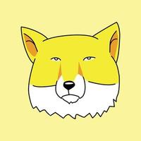 Silly fox head yellow vector cartoon icon