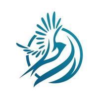 Flying blue bird vector logo icon